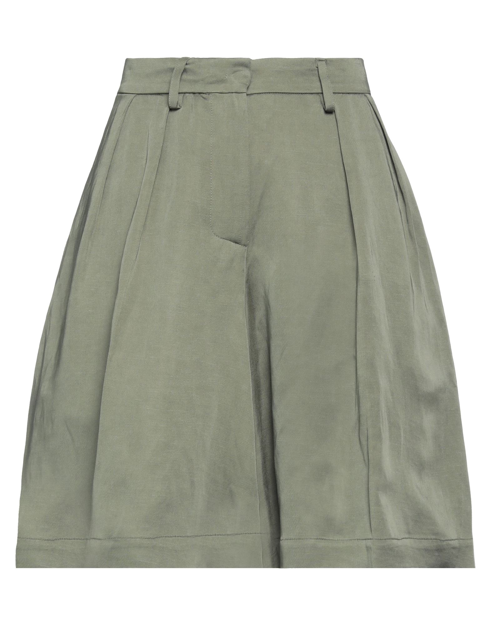 Semicouture Woman Shorts & Bermuda Shorts Military Green Size 8 Viscose, Linen, Acetate