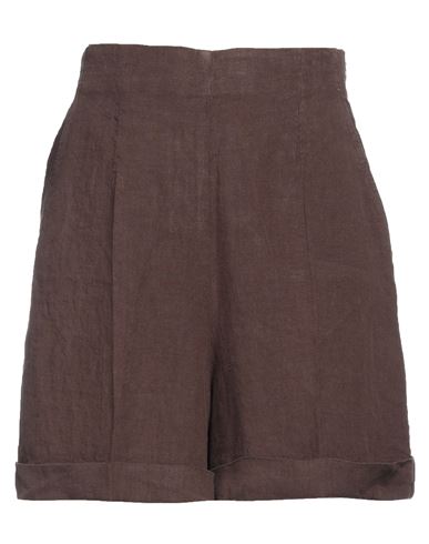 Caractere Caractère Woman Shorts & Bermuda Shorts Brown Size 6 Linen