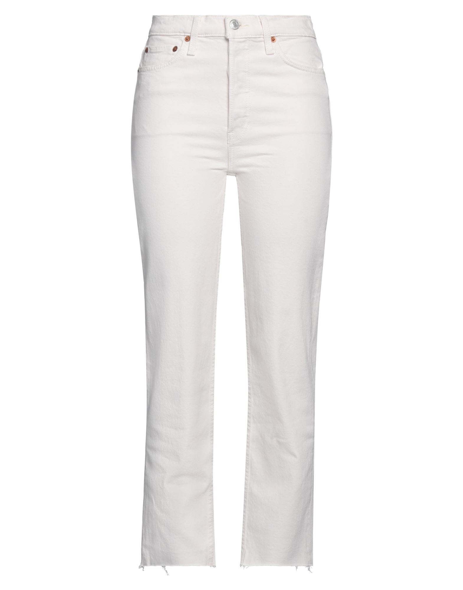 Re/done Woman Jeans Cream Size 30 Cotton, Elastane In White