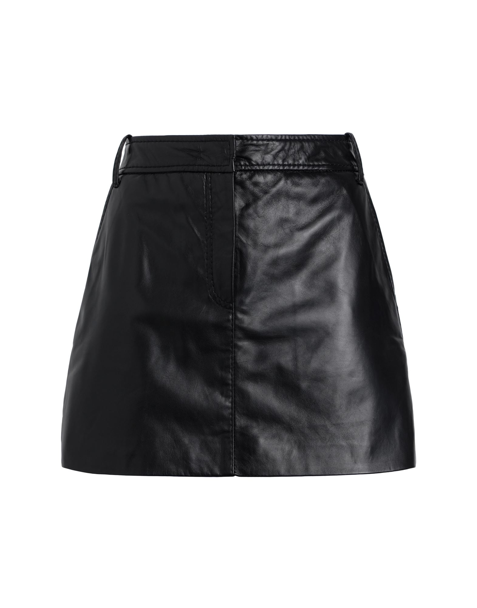 Max & Co . Woman Mini Skirt Black Size 8 Viscose, Polyamide, Elastane, Ovine Leather