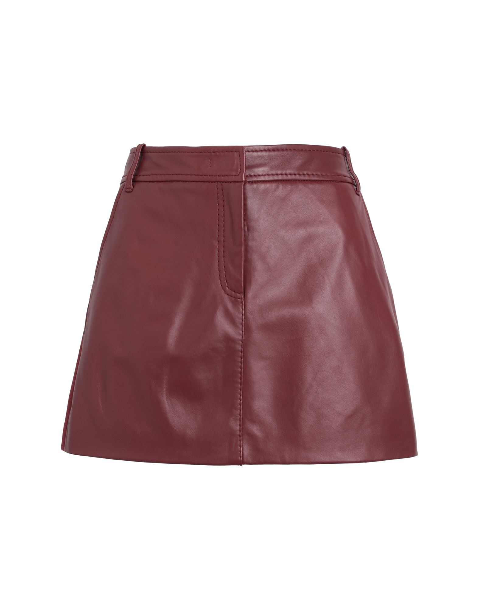 Max & Co . Woman Mini Skirt Burgundy Size 6 Viscose, Polyamide, Elastane, Ovine Leather In Red
