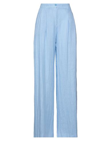Access Fashion Woman Pants Light Blue Size L Linen