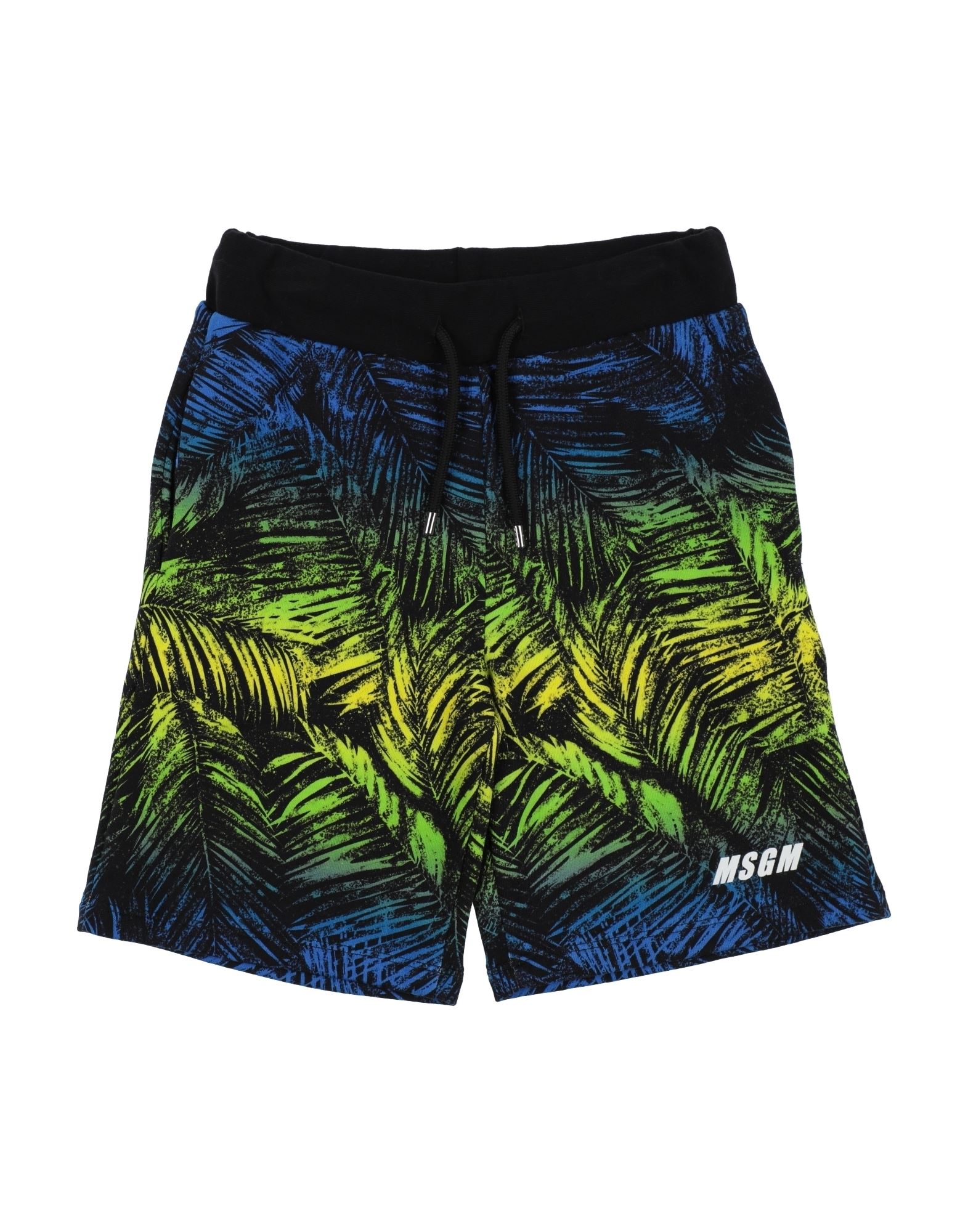 Msgm Leaf Print Track Shorts In Black