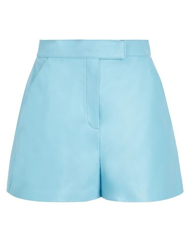 8 By Yoox Leather High-waist Bermuda Shorts Woman Shorts & Bermuda Shorts Turquoise Size 10 Lambskin In Blue
