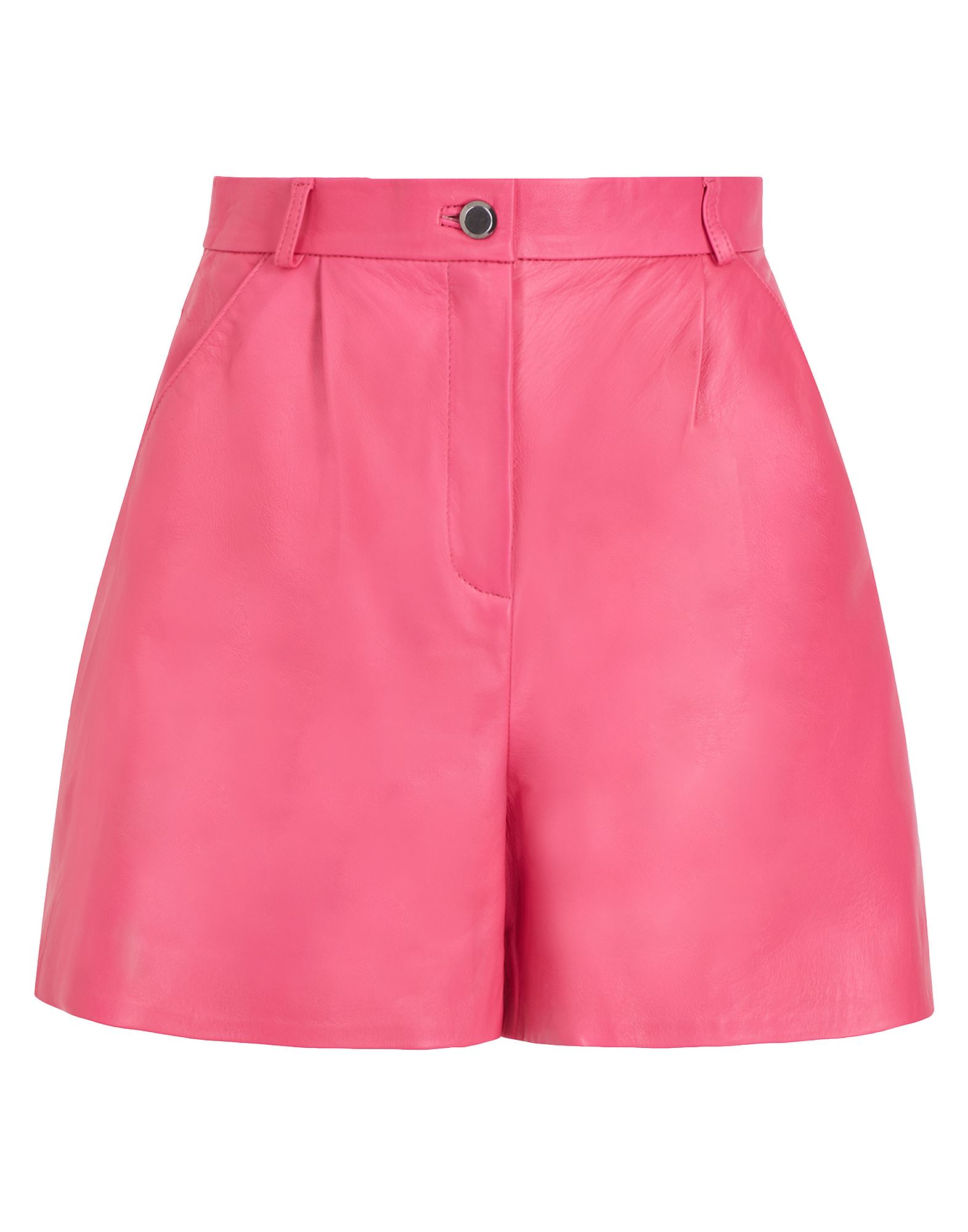 8 By Yoox Leather High-waist Pleated Shorts Woman Shorts & Bermuda Shorts Magenta Size 10 Lambskin