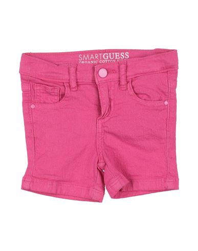 Guess Babies'  Newborn Girl Denim Pants Fuchsia Size 3 Polyester, Cotton In Pink