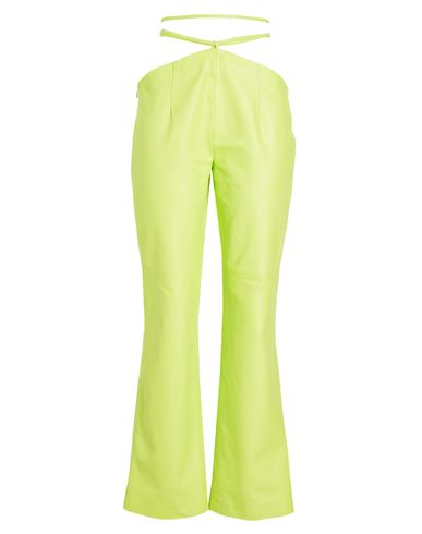 8 By Yoox Leather High-waist Cut-out Pants Woman Pants Acid Green Size 2 Lambskin