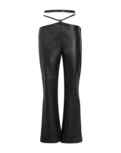 8 By Yoox Leather High-waist Cut-out Pants Woman Pants Black Size 2 Lambskin