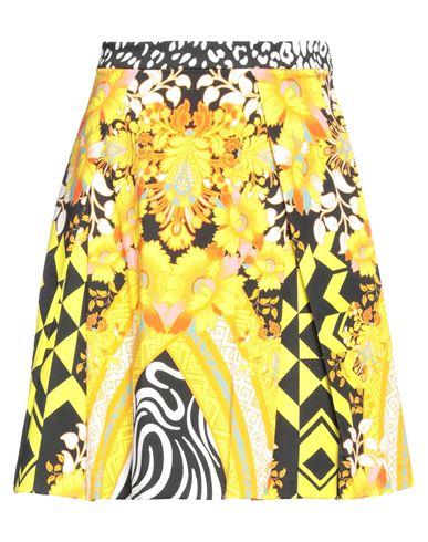 Custo Barcelona Woman Mini Skirt Yellow Size 6 Cotton, Elastane
