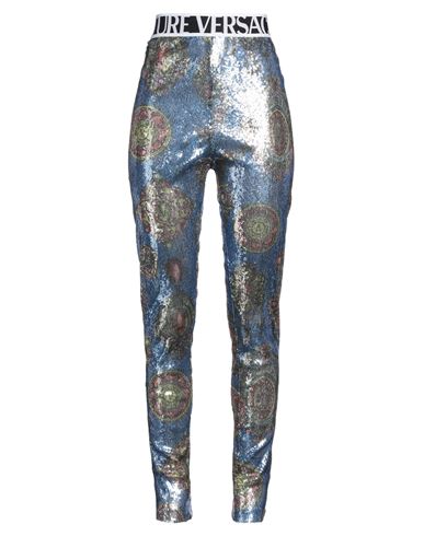 Versace Jeans Couture Woman Leggings Azure Size 4 Polyester, Polyamide In Blue