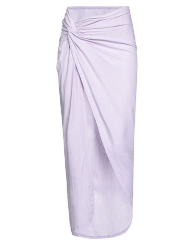 Ow Collection Woman Maxi Skirt Lilac Size L Viscose, Linen In Purple