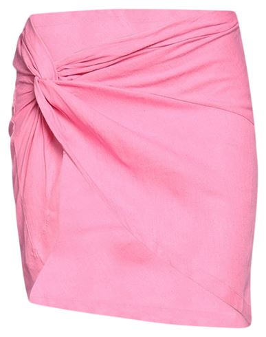 Ow Collection Woman Mini Skirt Pink Size L Viscose, Linen