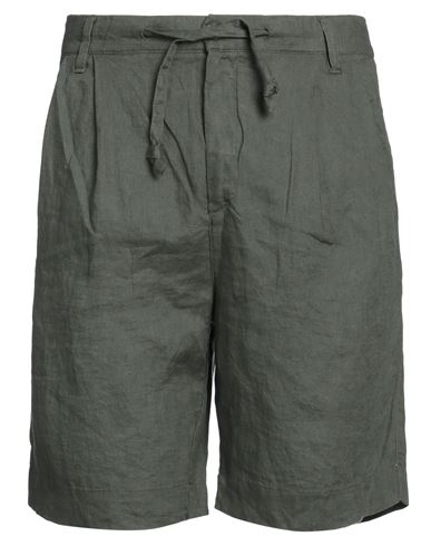 Officina 36 Man Shorts & Bermuda Shorts Military Green Size 36 Linen