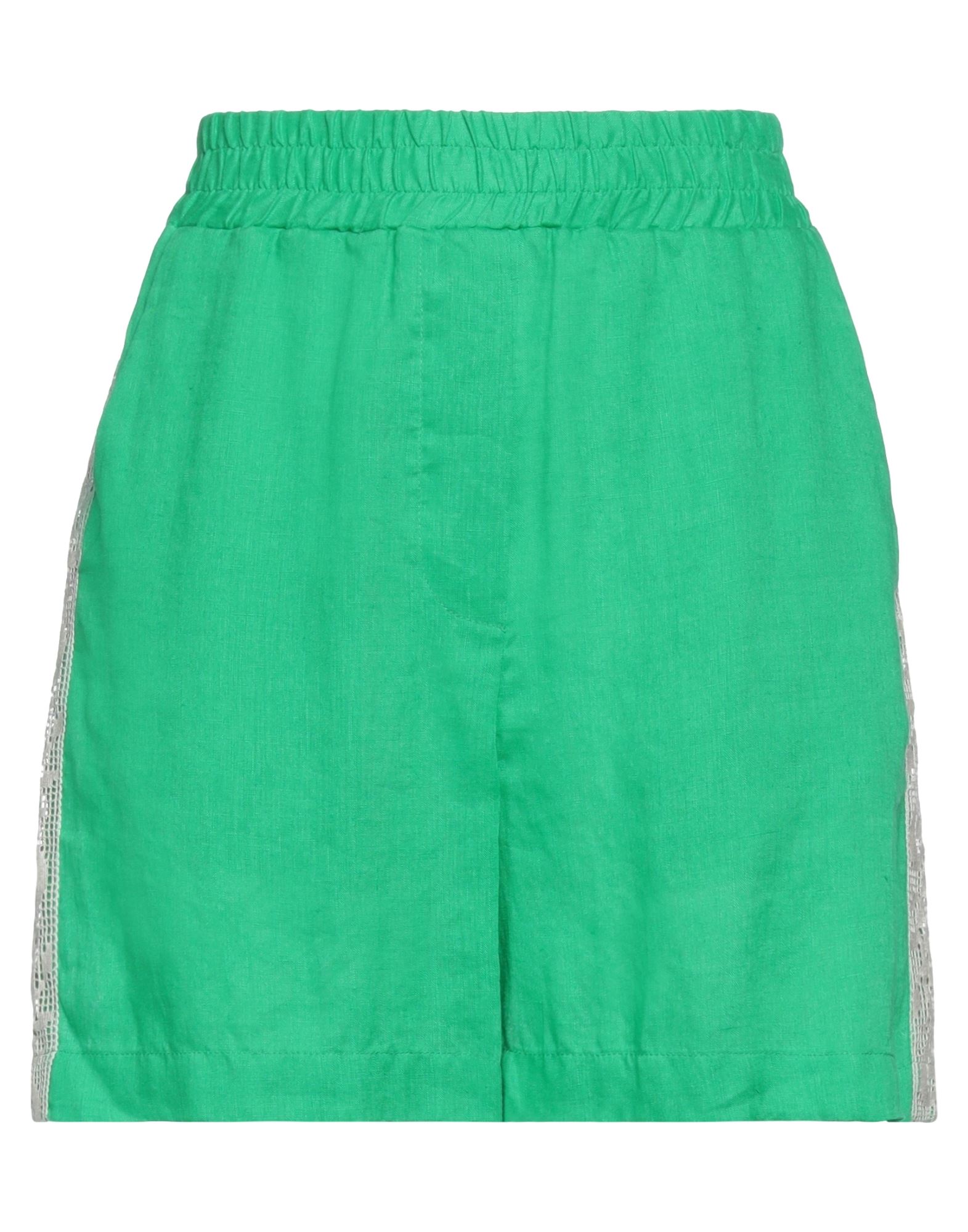 Ottod'ame Woman Shorts & Bermuda Shorts Green Size 2 Linen