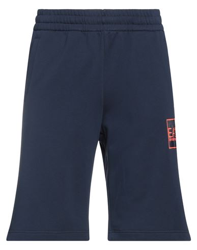 Ea7 Man Shorts & Bermuda Shorts Navy Blue Size Xxl Cotton