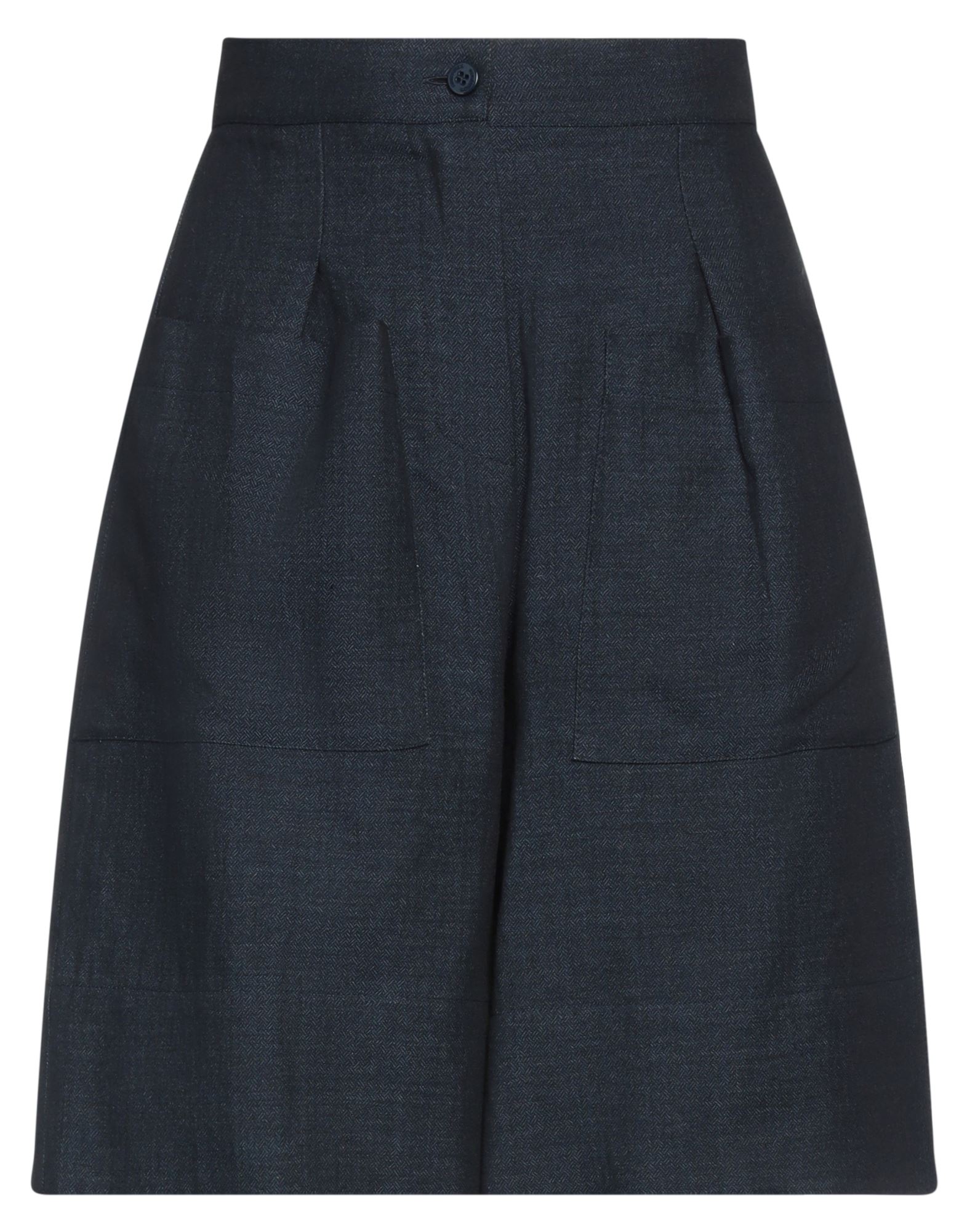 Pianurastudio Woman Shorts & Bermuda Shorts Navy Blue Size 6 Cotton, Linen