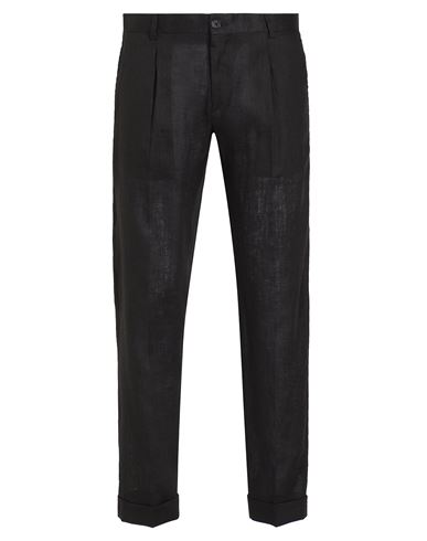 8 By Yoox Linen Pleated Slim-fit Chino Man Pants Black Size 30 Linen
