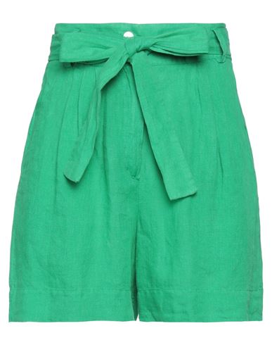 Annamariapaletti Woman Shorts & Bermuda Shorts Green Size 10 Linen