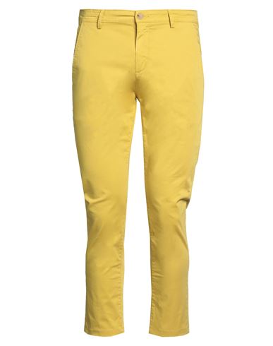 Shop Yan Simmon Man Pants Mustard Size 30 Cotton, Elastane In Yellow
