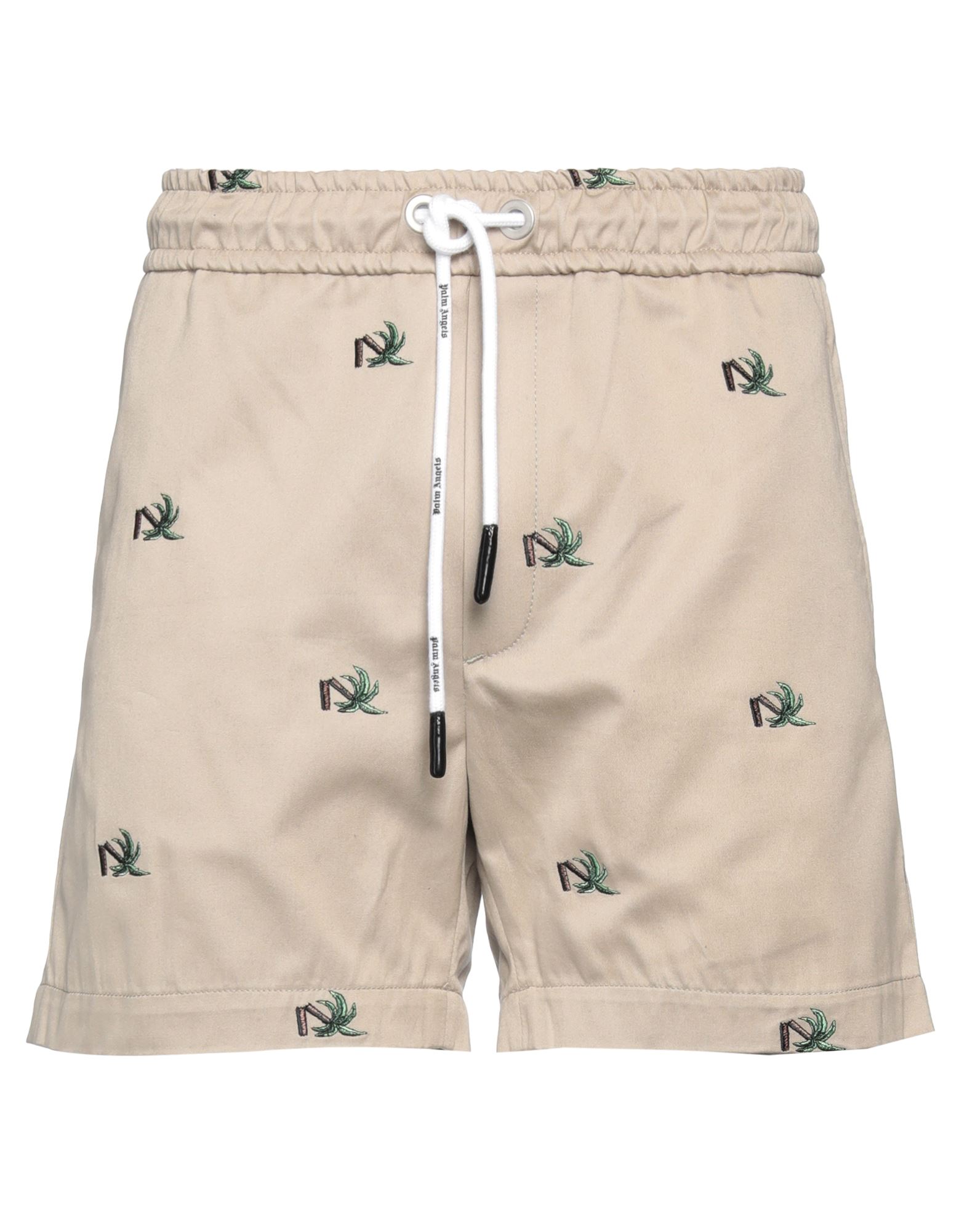 Palm Angels Palm Tree-print Drawstring Shorts In Beige