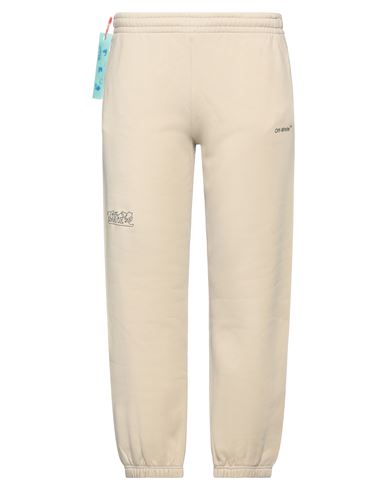 Off-white Man Pants Sand Size S Cotton, Polyester In Beige