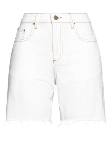 Chloé Stora Woman Denim Shorts Off White Size 4 Cotton, Linen