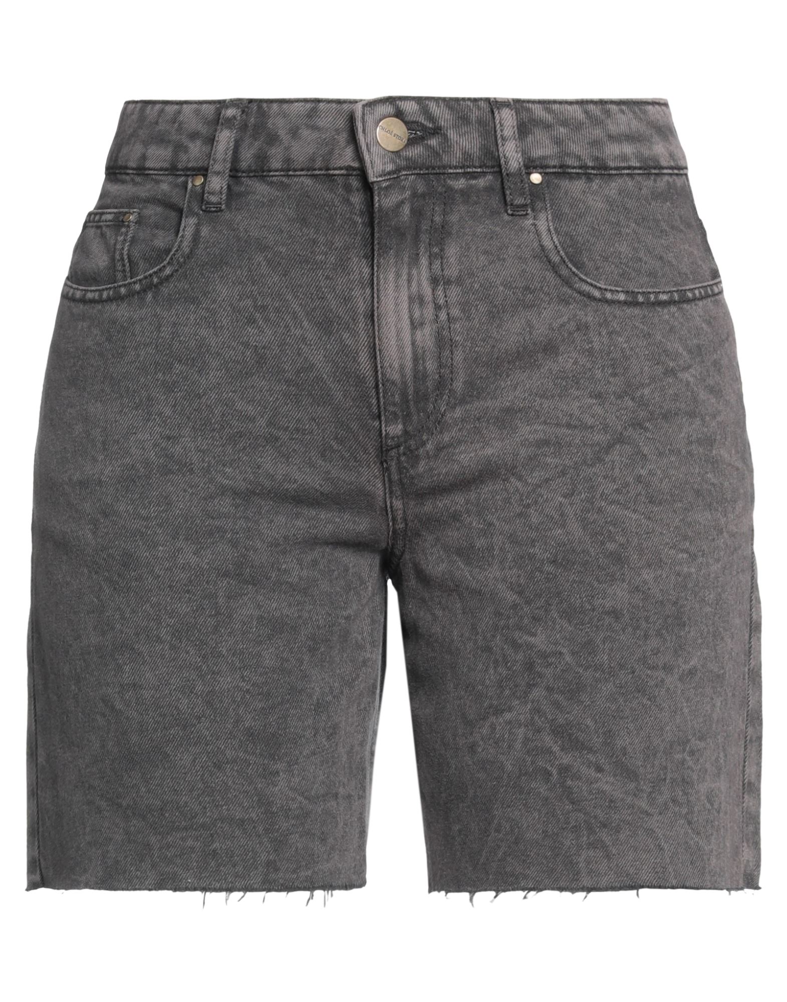 Chloé Stora Woman Denim Shorts Steel Grey Size 8 Cotton, Linen