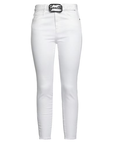 GAELLE PARIS GAËLLE PARIS WOMAN DENIM PANTS WHITE SIZE 27 COTTON, ELASTOMULTIESTER, ELASTANE