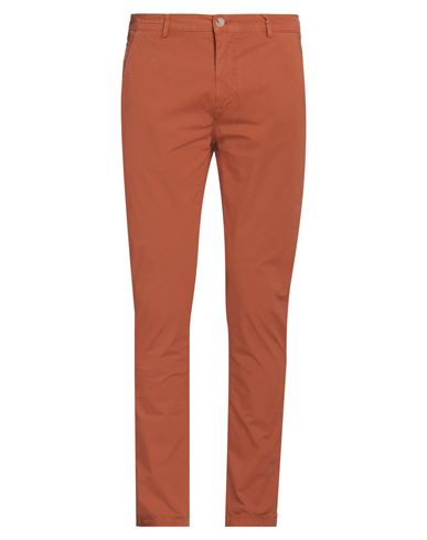 Shop Yan Simmon Man Pants Rust Size 38 Cotton, Elastane In Red