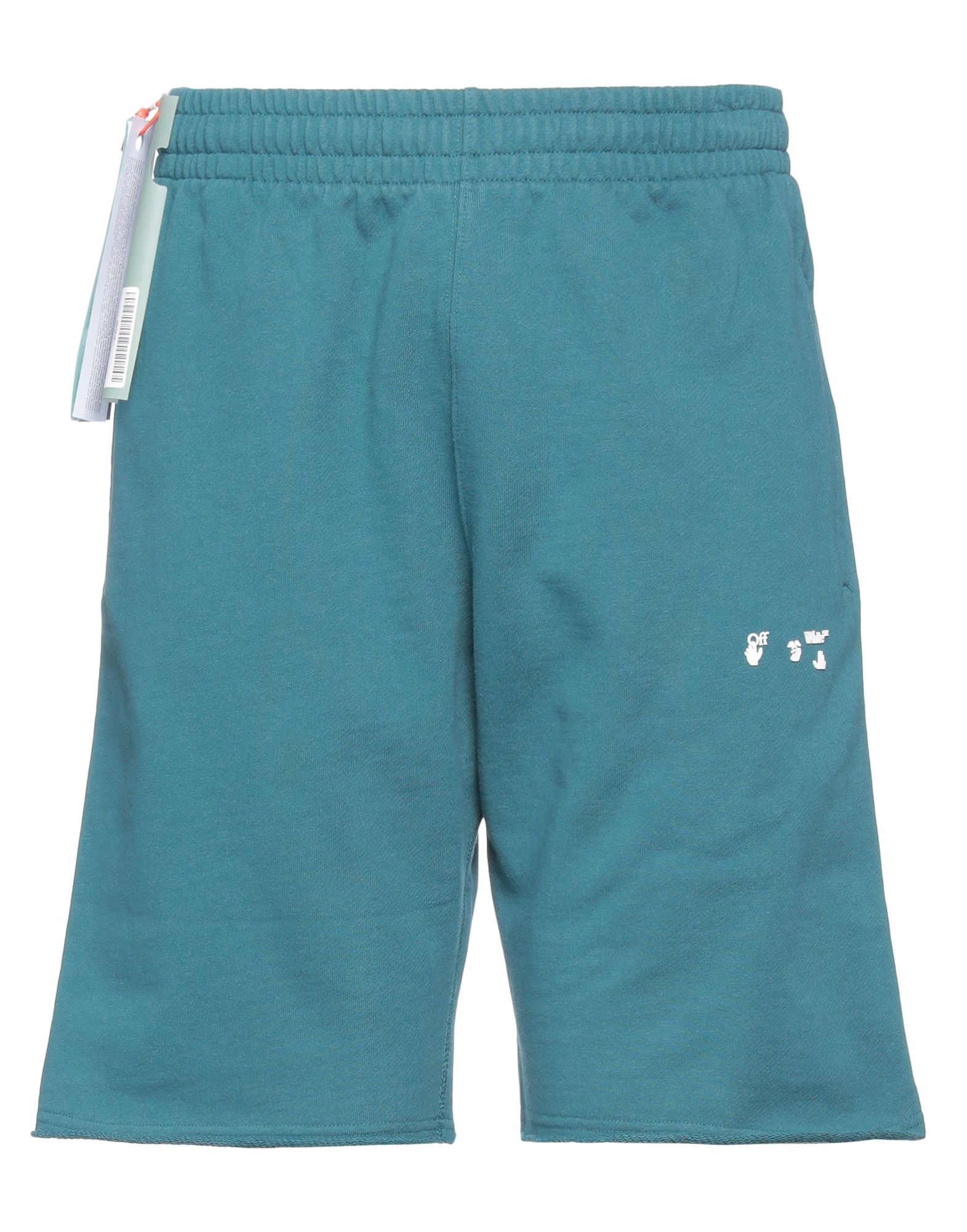 Off-white Man Shorts & Bermuda Shorts Deep Jade Size Xxl Cotton In Green