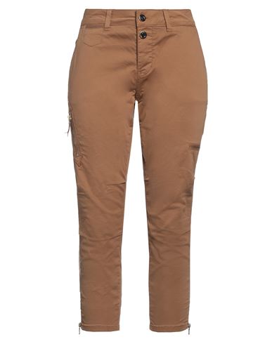 Mos Mosh Woman Cropped Pants Camel Size 28 Cotton, Elastane In Beige