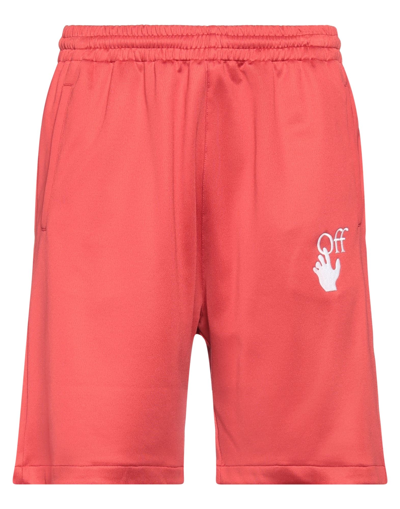 Off-white Man Shorts & Bermuda Shorts Brick Red Size M Polyamide, Cotton, Elastane