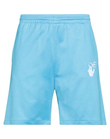 Off-white Man Shorts & Bermuda Shorts Azure Size Xxs Polyamide, Cotton, Elastane In Blue