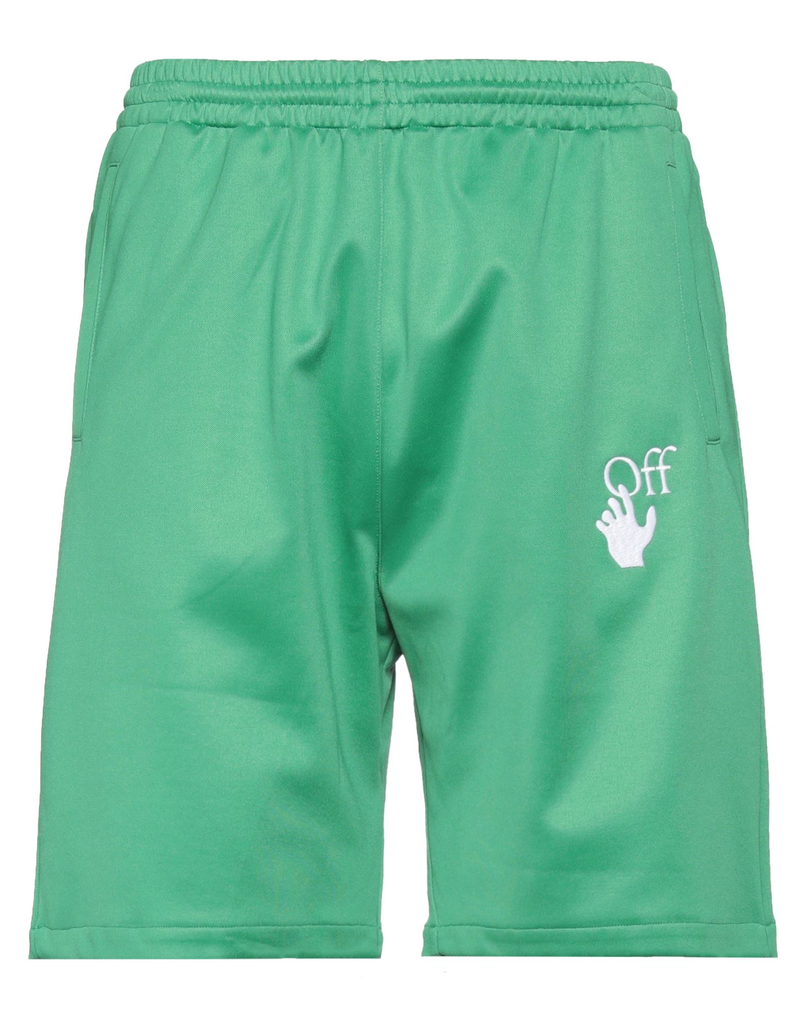 Off-white Man Shorts & Bermuda Shorts Green Size M Polyamide, Cotton, Elastane