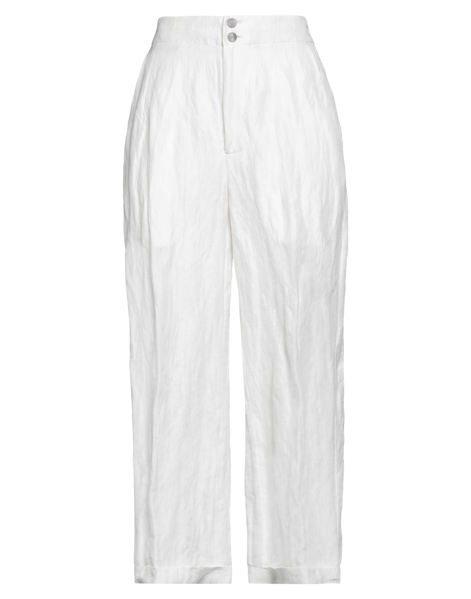 Gentryportofino Woman Pants White Size 12 Cotton, Linen, Metallic Fiber