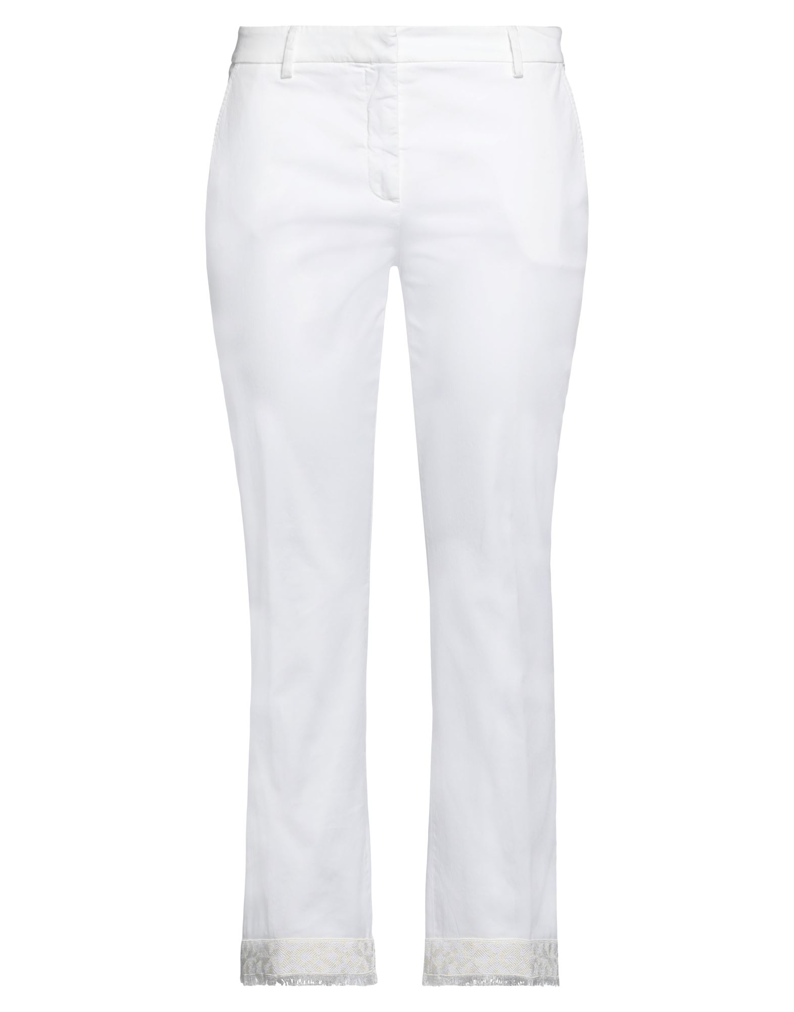 Shop Room 52 Woman Pants White Size 10 Cotton, Elastane