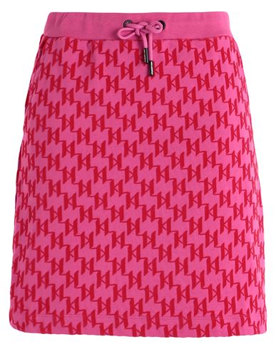 Karl Lagerfeld Allover Flock Skirt Woman Mini Skirt Fuchsia Size Xs Cotton In Pink