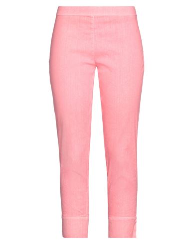 120% Lino Woman Pants Salmon Pink Size 8 Linen, Cotton, Elastane