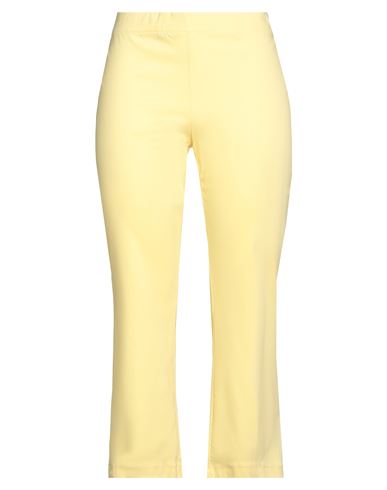 Options Woman Pants Light Yellow Size L Viscose, Polyamide, Elastane