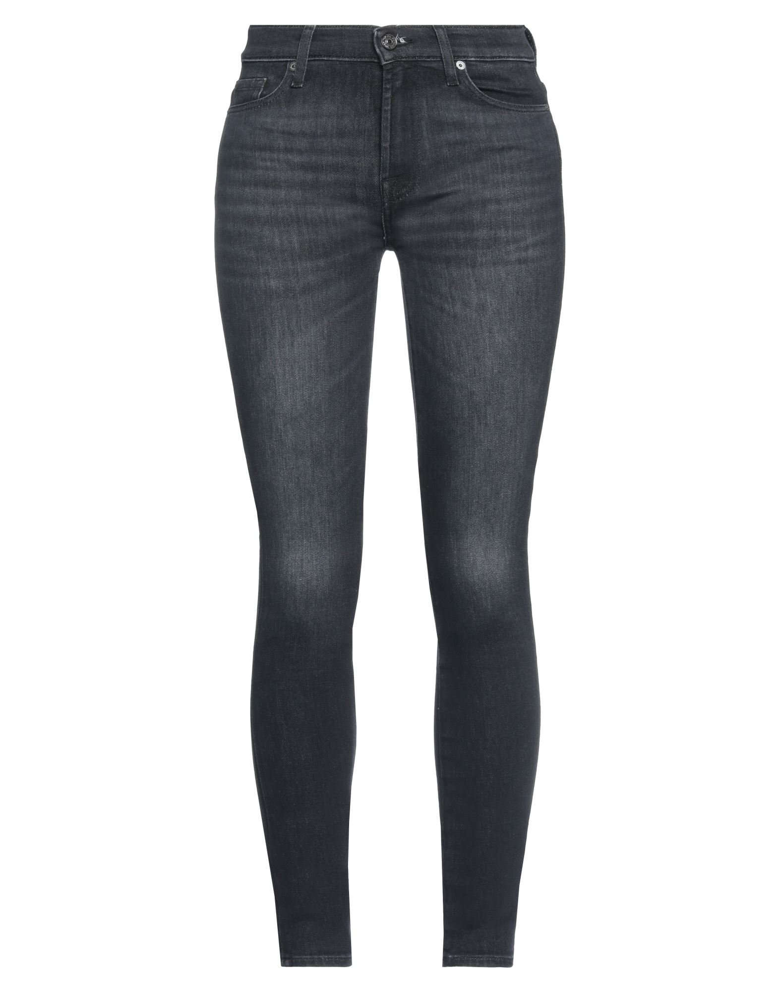 7 For All Mankind Woman Jeans Black Size 25 Cotton, Lyocell, Elastomultiester, Elastane In Black