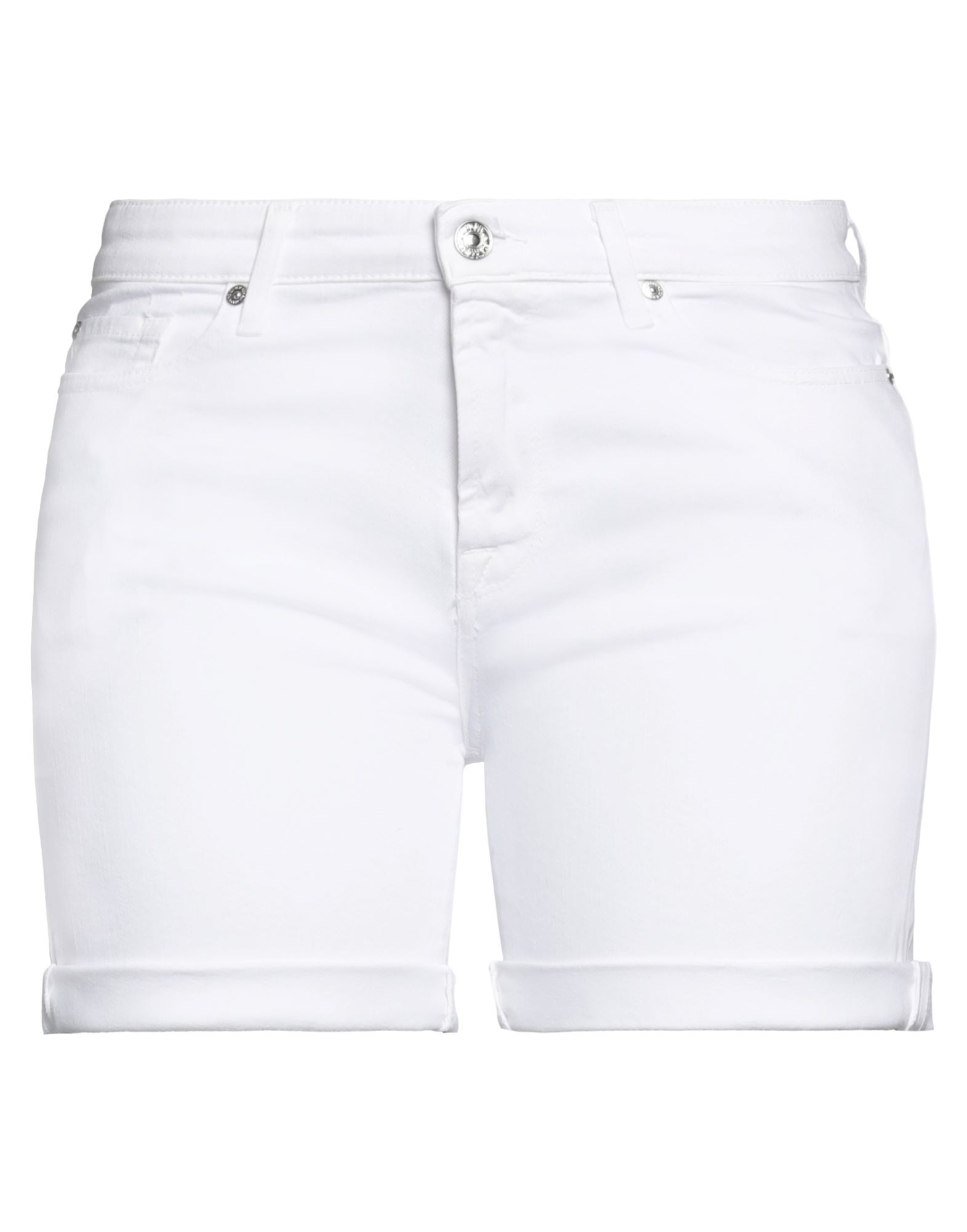 Shop 7 For All Mankind Woman Denim Shorts White Size 27 Cotton, Elastane