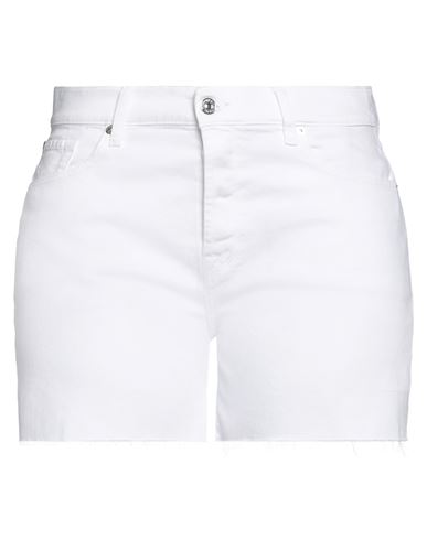 7 For All Mankind Woman Denim Shorts White Size 26 Cotton, Elastane