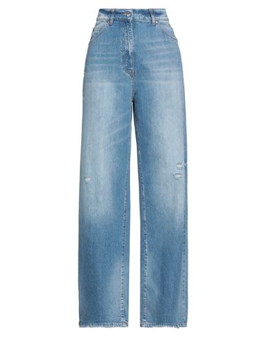 Shop Msgm Woman Jeans Blue Size 8 Cotton, Hemp