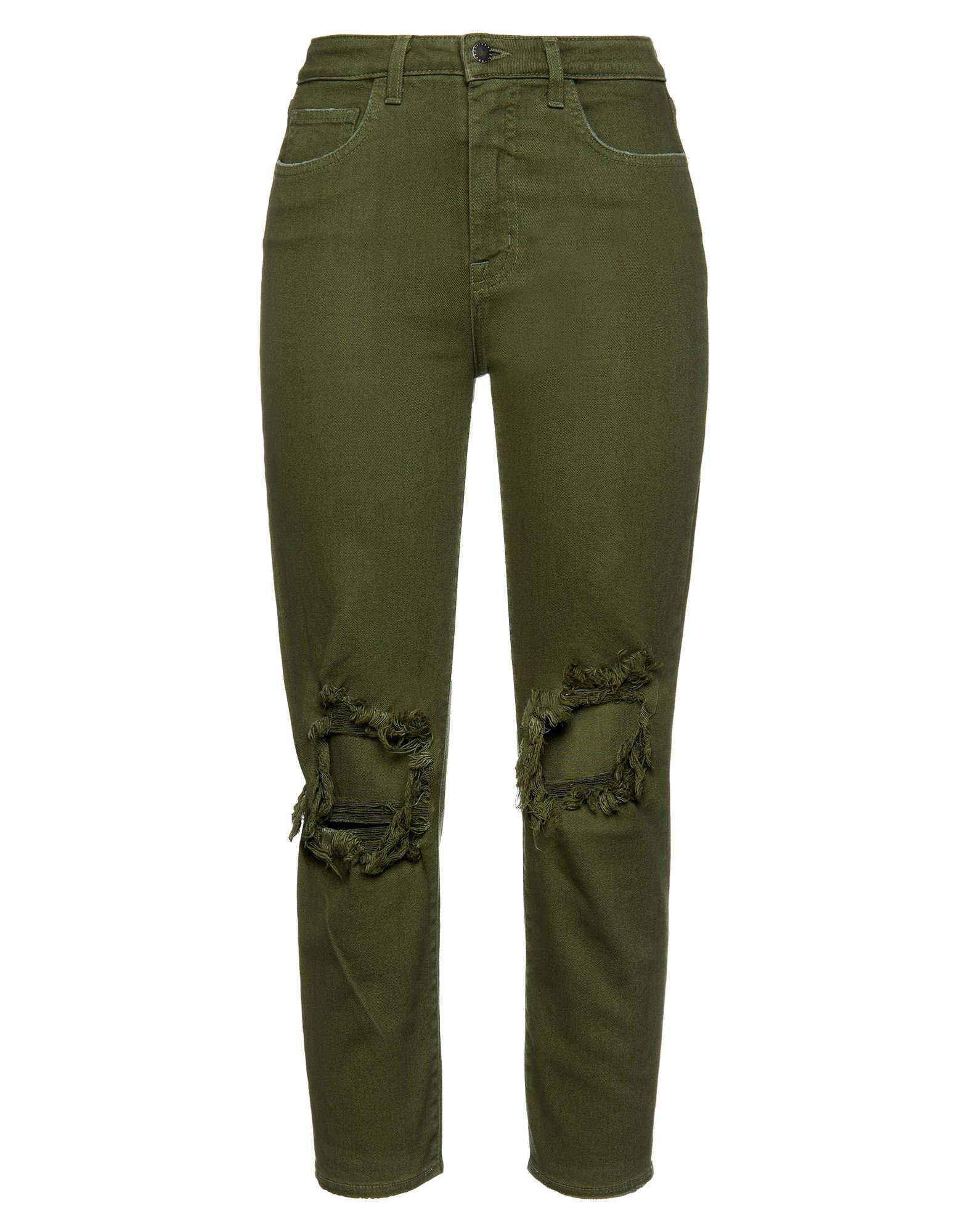 L Agence L'agence Woman Denim Cropped Military Green Size 25 Cotton, Elastane