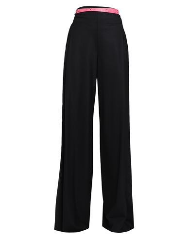 Off-white Woman Pants Black Size 2 Polyester, Virgin Wool, Elastane, Soft Leather
