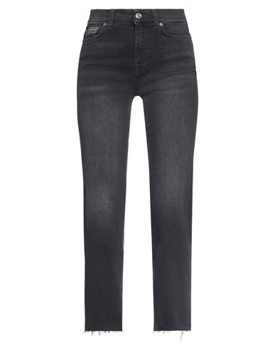 7 For All Mankind Woman Denim Cropped Black Size 23 Cotton, Lyocell, Elastomultiester, Elastane