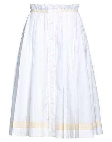 Moschino Woman Midi Skirt White Size 10 Cotton, Elastane