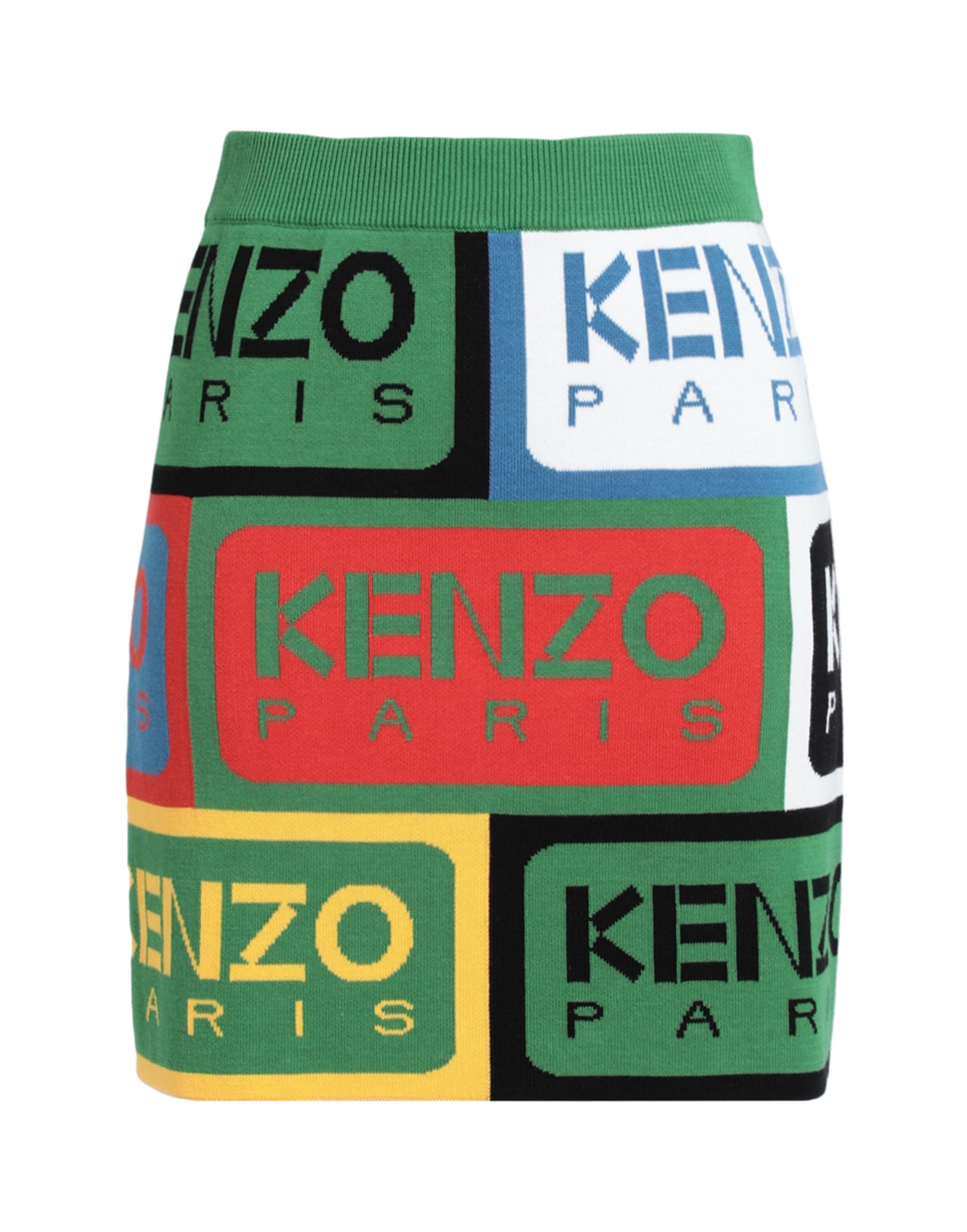Kenzo Knitted Logo-pattern Mini Skirt In Green