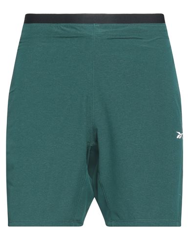 Reebok Man Shorts & Bermuda Shorts Dark Green Size L Recycled Polyester, Elastane
