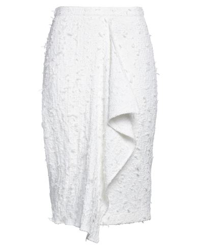 Max Mara Studio Woman Midi Skirt White Size 10 Cotton, Polyamide, Elastane